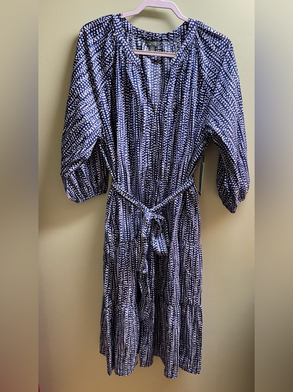 Terra & Sky Navy and White Printed Tie-Waist Midi Dress plus size XXL 2X